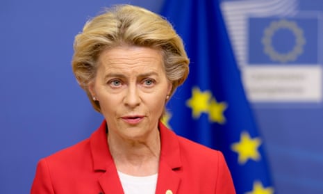 EU Cmmission President Ursula von der Leyen talks to the media in the Berlaymont, the EU Commission headquarter on Pctber 1, 2020, in Brussels, Belgium. The European Commission has today sent the United Kingdom a letter of formal notice for breaching its obligations under the Withdrawal Agreement. This marks the beginning of a formal infringement process against the United Kingdom. It has one month to reply to todays letter. (Photo by Thierry Monasse/Getty Images)