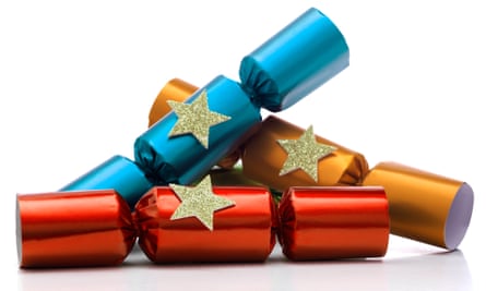 Three Christmas crackers in a pile
