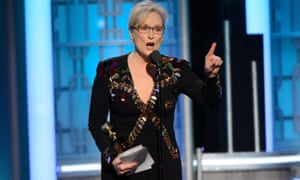 Meryl Streep during her Golden Globes speech.