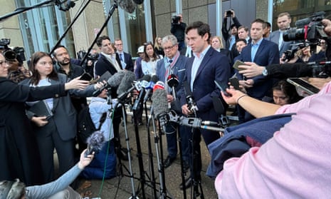 Nick Mackenzie speaking outside the court