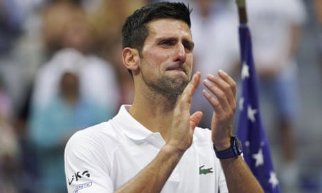 Novak Djokovic salutes the crowd after his loss to Daniil Medvedev