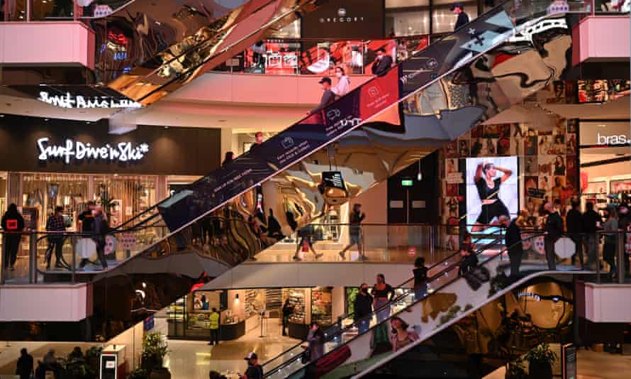 Shoppers flock to a Westfield shopping centre in Bondi Junction, Sydney