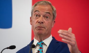 Nigel Farage at the launch of Reform's cconomic policy on Monday.