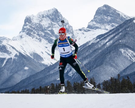 Laura Dahlmeier at a World Cup biathlon event in Canada in 2019.