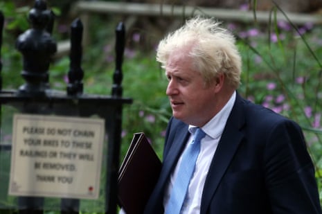 Boris Johnson photographed returning to No 10 earlier today.