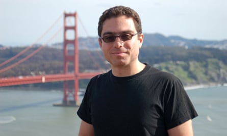 Siamak Namazi, pictured in San Francisco in 2006, standing in front of the Golden Gate Bridge wearing a black T-shirt and sunglasses