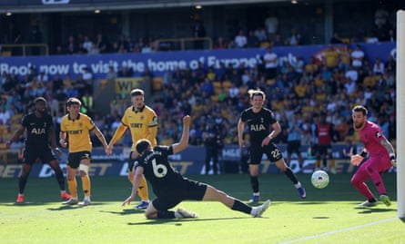 João Palhinha scores Tottenham’s winner against Wolves.