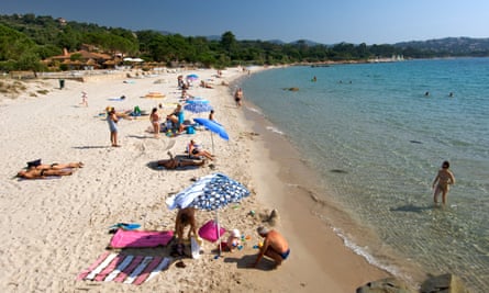 The beach at Pinarello in Corsica.