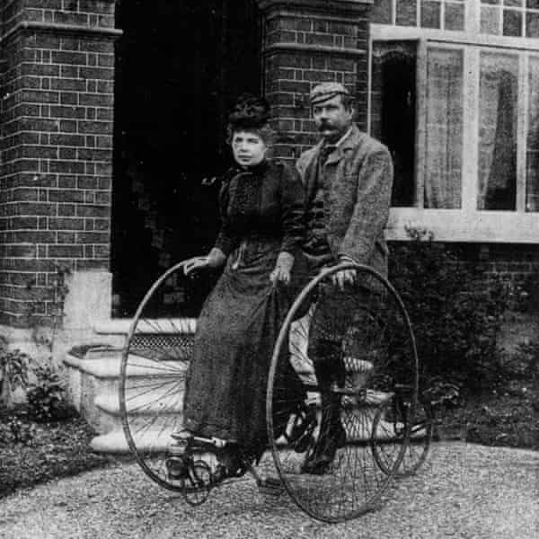Creative partnership .. Arthur Conan Doyle sharing a tandem with his wife Louisa. 