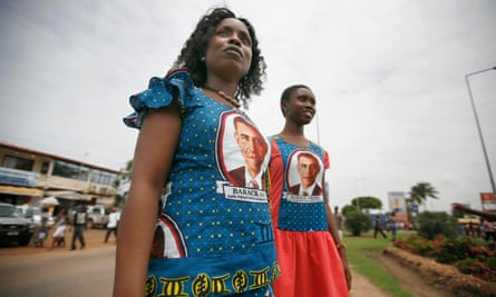 Ghanaian women in Accra wear dresses featuring the likeness of President Barack Obama, during Obama’s first visit to sub-Saharan Africa