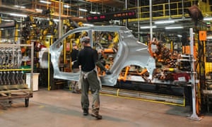 Workers on the production line at Nissan’s factory in Sunderland.