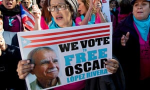 Protesters call for López Rivera’s release at the White House on 9 October.