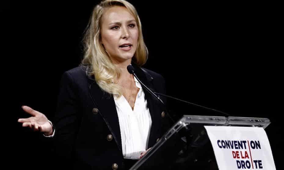 French far-right politician Marion Maréchal delivers a speech during a ‘convention of the right’ in Paris