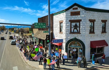 Driggs, Idaho, USProtesters on a street corner