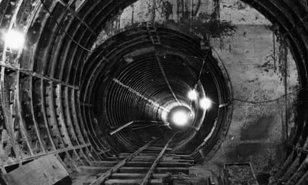 A section of the new Victoria Line tunnel in 1965.