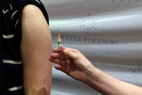 A person getting a flu vaccination