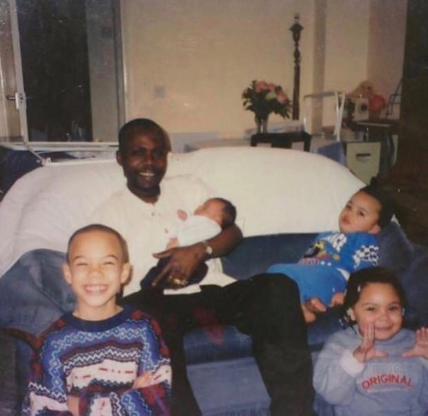 Kwajo Tweneboa (second right) in 2000 with his father, his oldest brother and his sisters