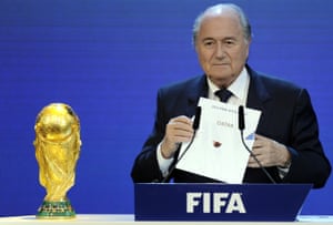 Sepp Blatter announcing Qatar as 2022 World Cup hosts.