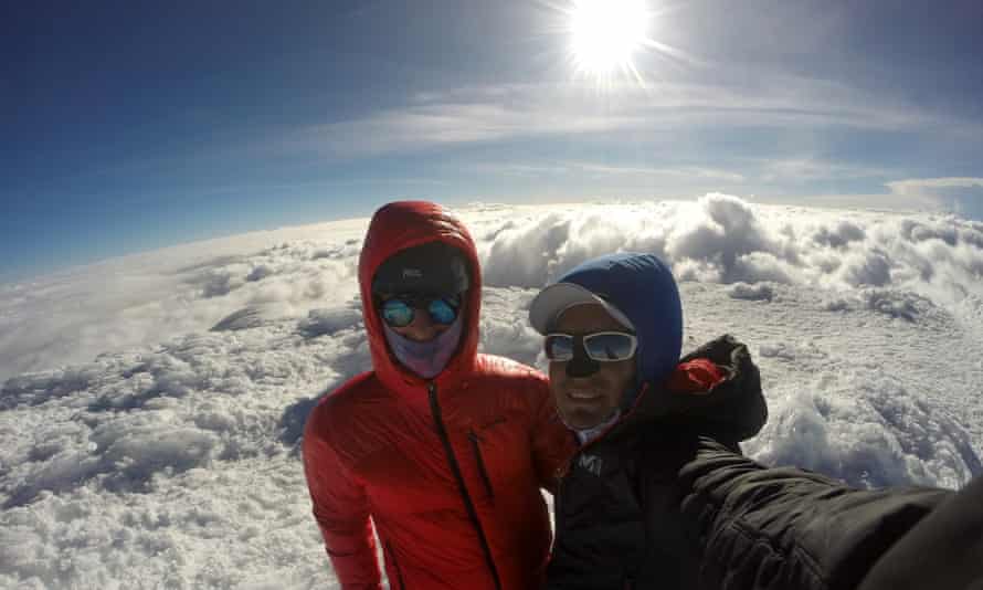 Kevin and his guide, Estalin, on Cayambe, the near-neighbour to Chimborazo.