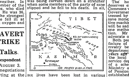 Guardian map, 4 August 1954.