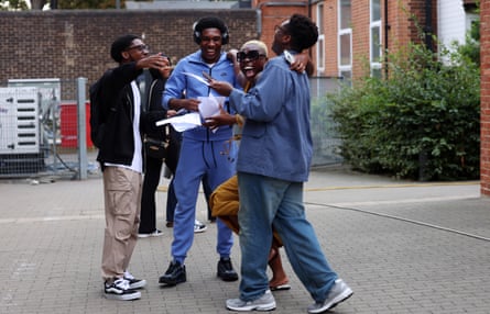 Young men celebrating