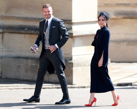 David and Victoria walking into St George’s Chapel in Windsor Castle