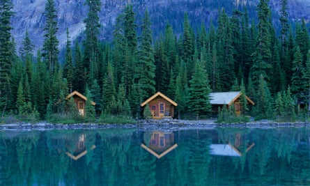 Cabins by Lake O’Hara in Yoho national park, British Columbia.