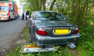 Luigi Rimonti’s car in Rom, Germany, after he followed his satnav, which he thought was taking him to Rome, Italy.