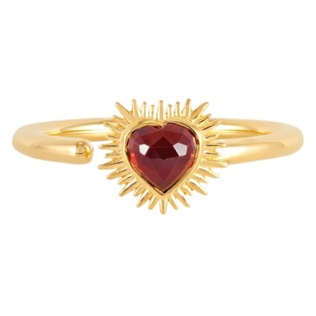 Rachel Jackson Adjustable Electric Love Mini Garnet Heart Ring