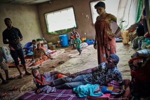 A family in the room of a local government building