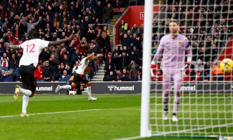 Southampton's Carlos Alcaraz celebrates scoring.