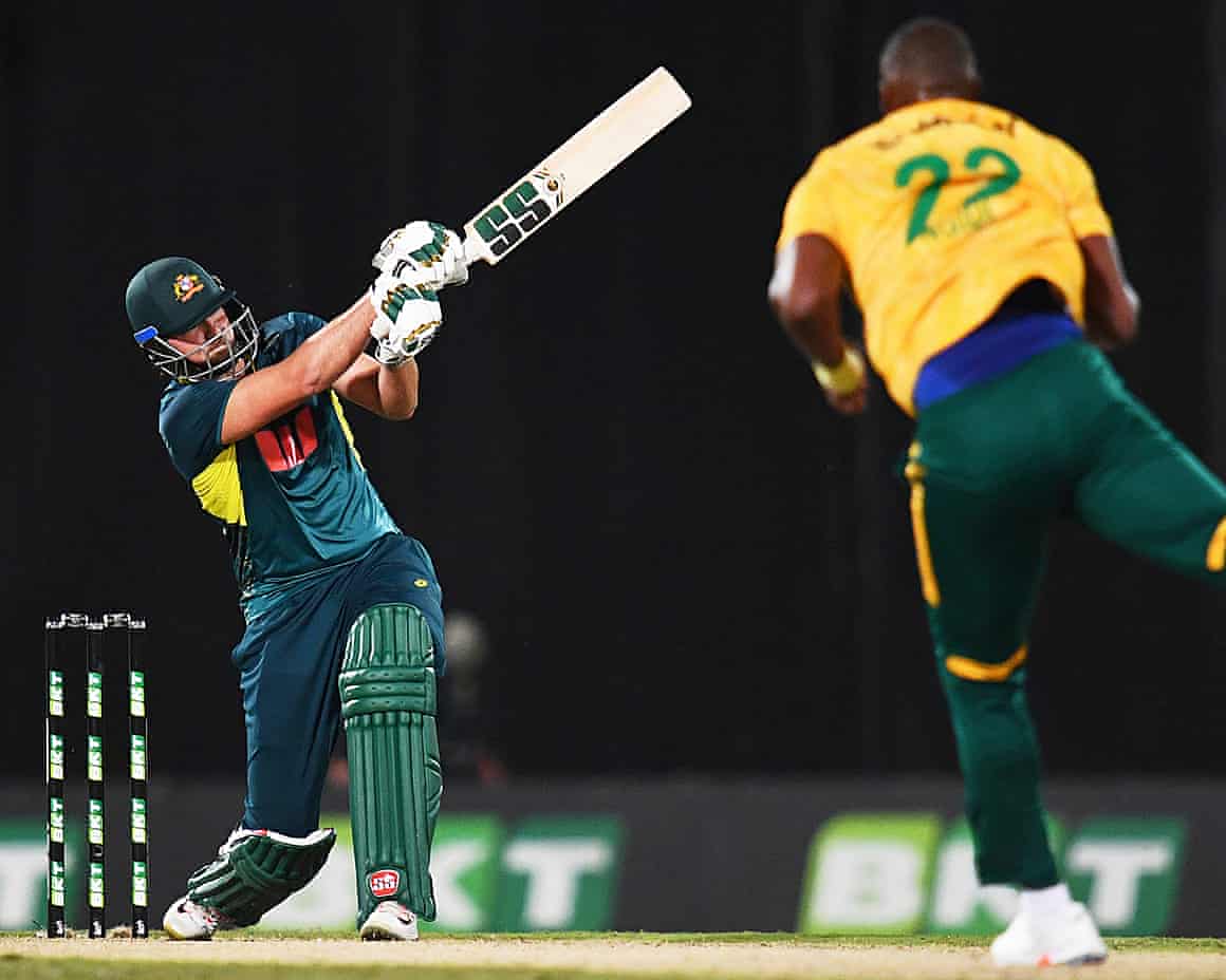 Australia’s Tim David bats during the T20 against South Africa in Darwin