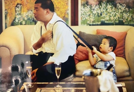 A young Sebastien with his father, Jimmy Lai.