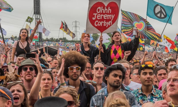 Jeremy Corbyn was a hit at Glastonbury in June after success with the youth vote in the general election earlier that month.