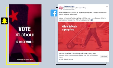 Labour campaigns on Facebook and Snapchat.