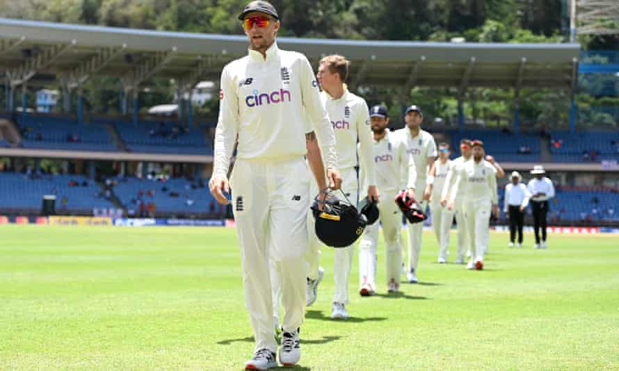 Joe Root leads his team from the field