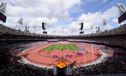 A wide view of the Olympic Stadium in London during the 2012 Games