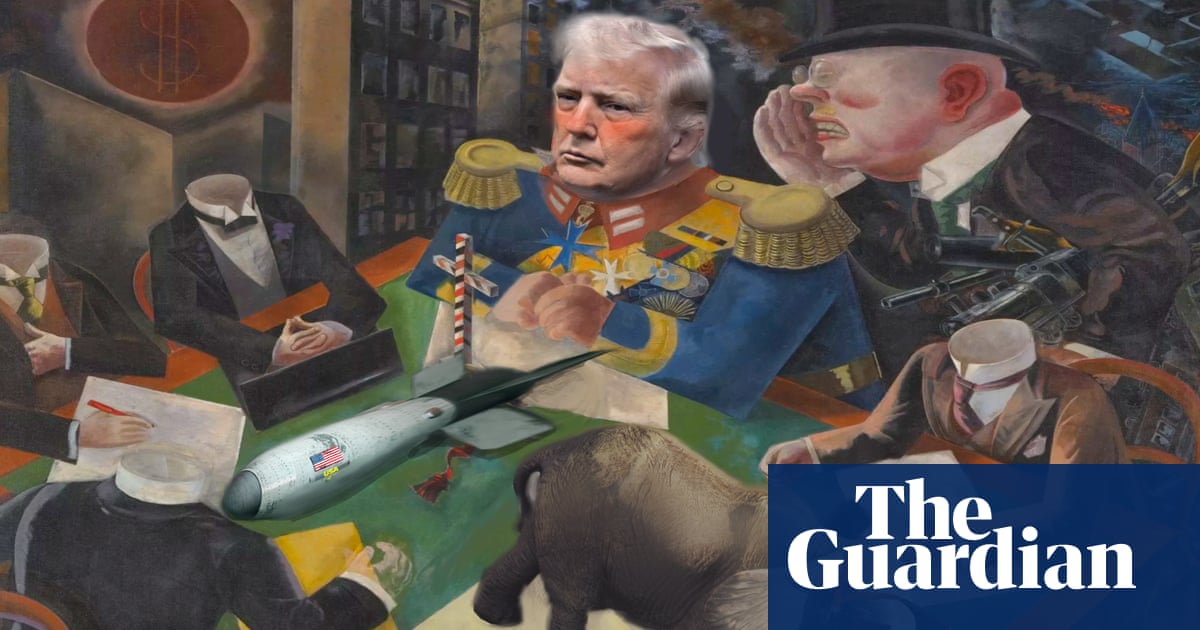Trump touts his 'big, beautiful' budget: a gleaming mountain of missiles, with healthcare for his voters buried somewhere underneath the rubble.
