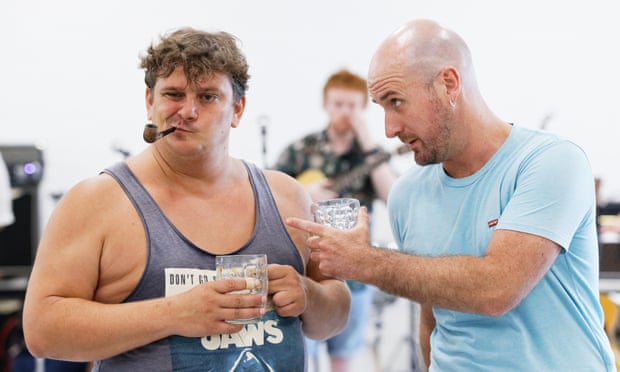The actors rehearse at the Aberystwyth Arts Centre.