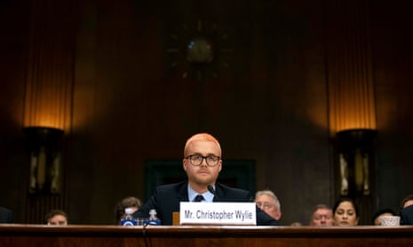 Former Cambridge Analytica research director Christopher Wylie testifies before Senate judiciary committee hearing on Capitol Hill in Washington Wednesday.