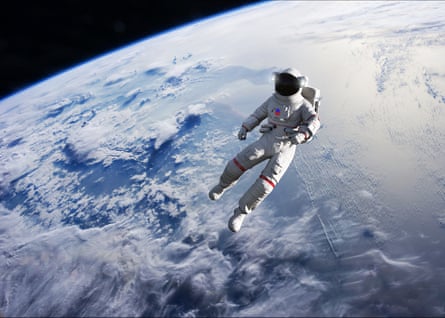 a 3D illustration of an astronaut conducting a spacewalk