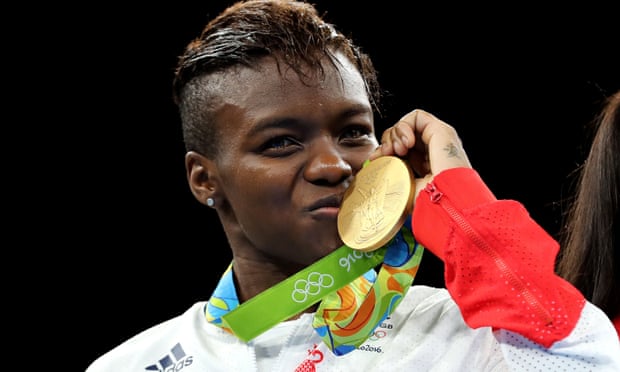 Nicola Adams with her gold medal in the women’s flyweight final. 