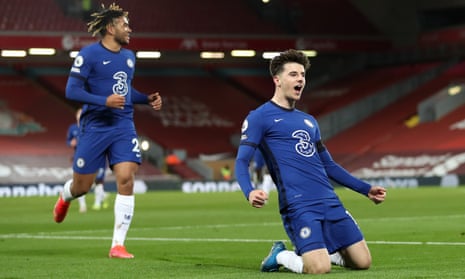 Mason Mount celebrates with Chelsea teammate Reece James after scoring the winner.