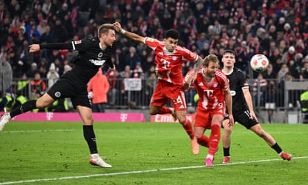 Bayern Munich’s Luis Diaz heads home