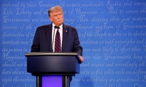 Donald Trump at the first presidential debate with Joe Biden in Cleveland, Ohio, on 29 September. 