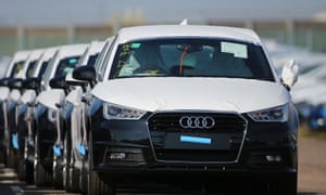 New Audi cars on the dockside in Sheerness, Kent