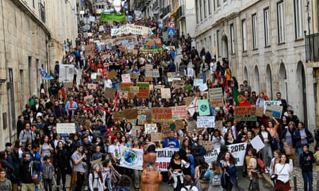 The climate strike in Lisbon, Portugal. 