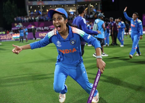 Jemimah Rodrigues of India celebrates.