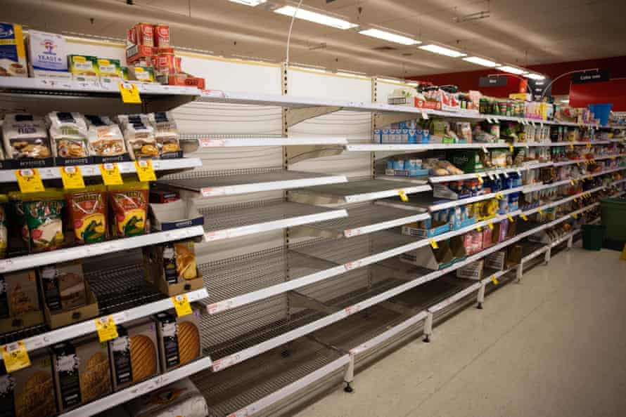 Shelves at Coles showing sugar shortages.