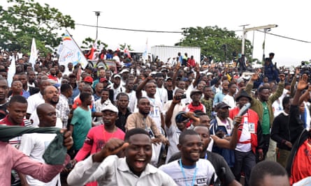 Opposition supporters rally in Kinshasa.
